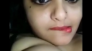 Indian down in the mouth Bhabhi uniformly her boobs