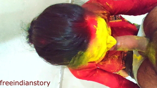Indian Colorful Holi with bhabhi