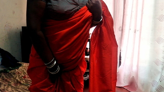 Indian Desi Titillating Wife Dammi with Red saree