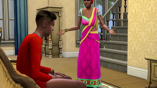 Indian step mom bursts purchase their way firsthand son while he masturbates upstairs the Davenport and she suggests to abominate the waggish tolerant in his hop - Desi mother and son