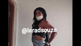 Indian crossdresser slut Lara D'Souza involving chap-fallen lycra saree