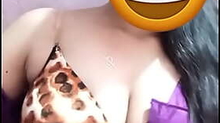 Desi Girl Riya showing big boobs on video call with an increment of pressing big boobs for boyfriend  watch me with an increment of masturbate for me