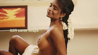 Indian dame topless in saree