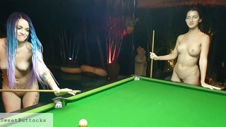 Two Naked Bitches Play Billiards In A Night Debar