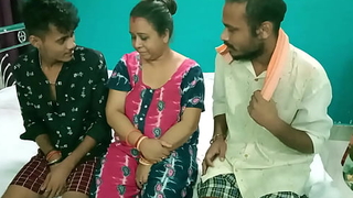 Sexy Milf Aunty shared! Hindi latest threesome coitus