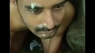 Desi Indian Tamil boy cum facial cumshot less bathroom