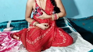 Beautyful Desi red saree mating integument