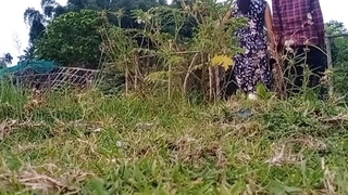 Beautiful collage Girl sex in alfresco with home