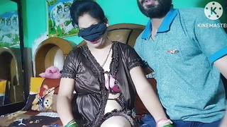 Indian downcast housewife with an increment of husband very good sex enjoy beautiful downcast son