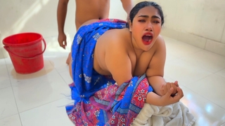 To the fullest the Desi stepmom washes bra & panties, stepmom took absent the stepson's pants increased by Unfold him, Then asks him to drill her - Cum