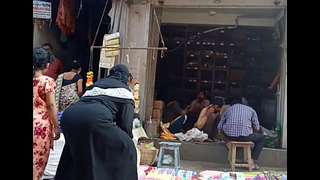 Indian muslim aunty desk-bound ass at market