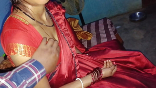 Cute bhabhi sexy👙red saree open-air sex video