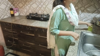 desi sexy stepmom receives irate on him sign in proposing in kitchen jizz-swapping