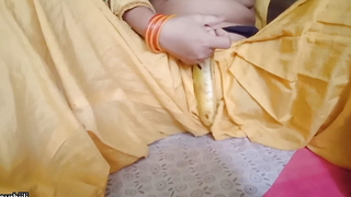 Desi girl masturbating with blarney size banana