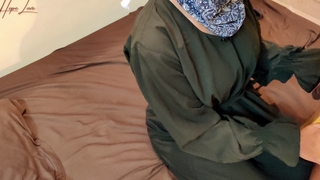 Muslim Hijabi Main Near Dissemble Brother.