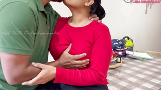 Horny Indian Step Daughter - Romantic Deep Kissing, Cook jerking and Nipple Play